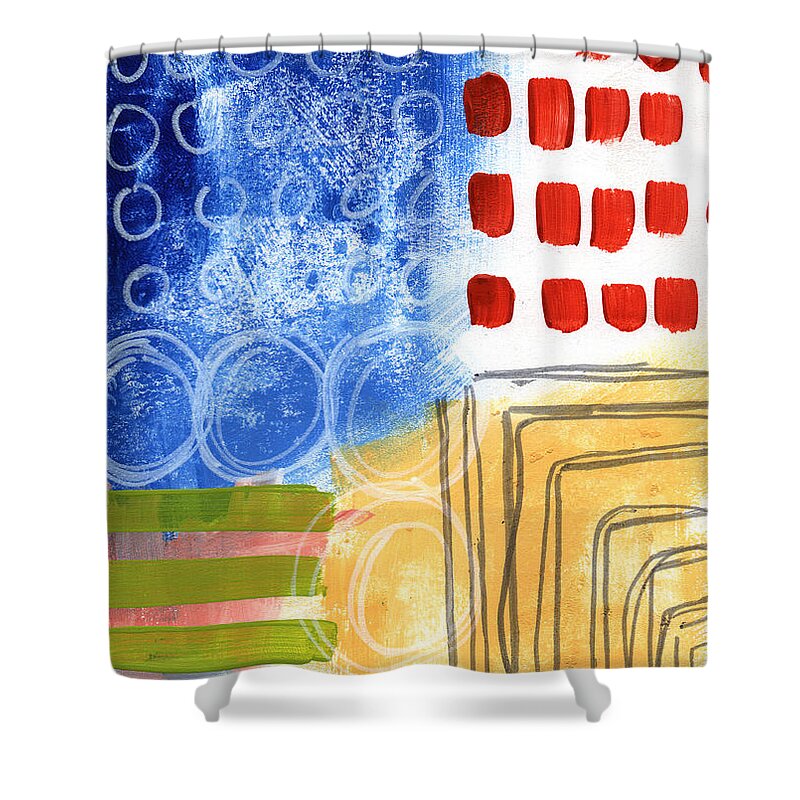 Abstract Art Shower Curtain featuring the painting Corridor- Colorful Contemporary Abstract Painting by Linda Woods