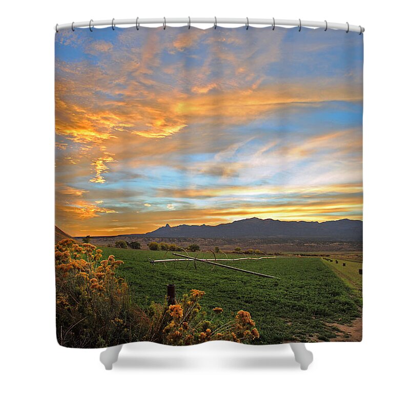 Cortez Colorado Shower Curtain featuring the photograph Cortez Sunset 22 by JustJeffAz Photography