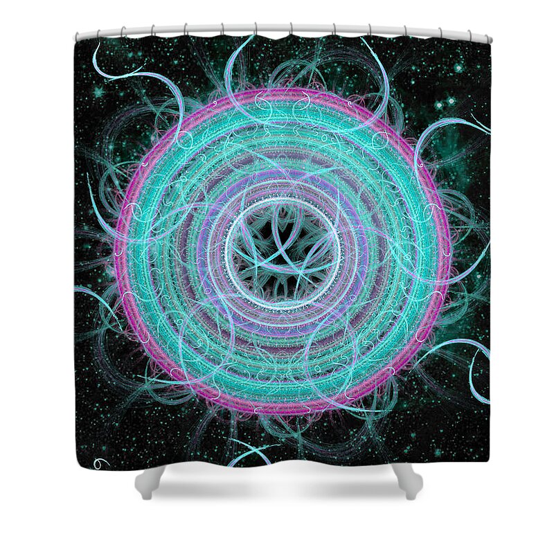 Abstract Shower Curtain featuring the digital art Cosmic Circle by Shawn Dall
