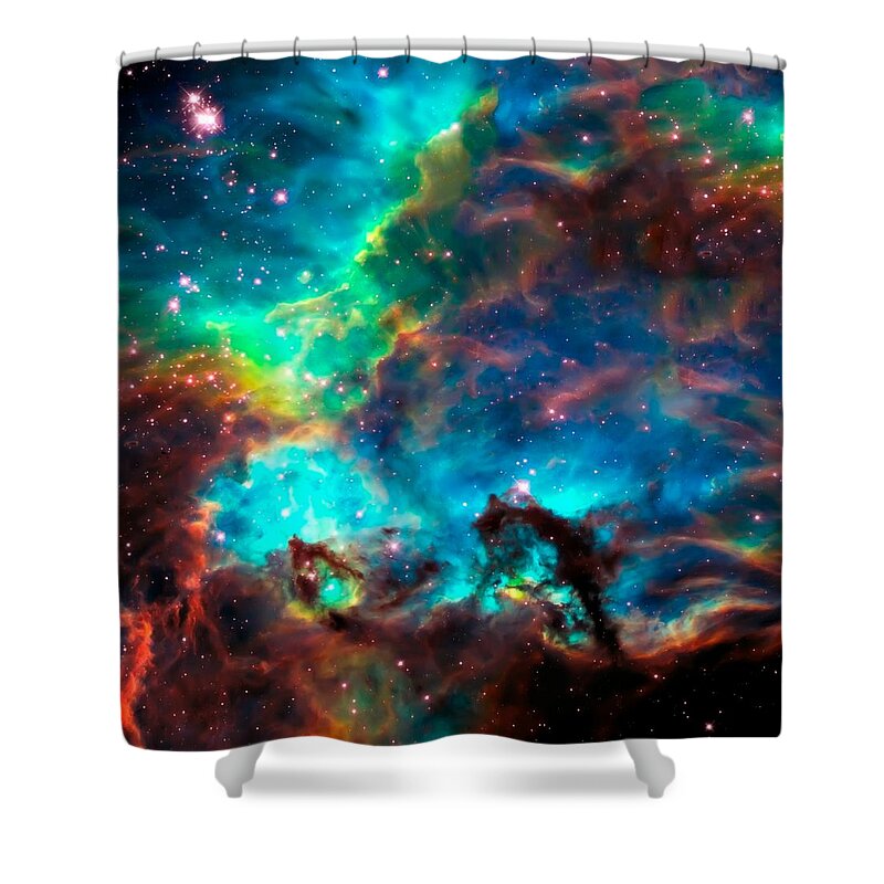 Nasa Images Shower Curtain featuring the photograph Cosmic Cradle 2 Star Cluster NGC 2074 by Jennifer Rondinelli Reilly - Fine Art Photography