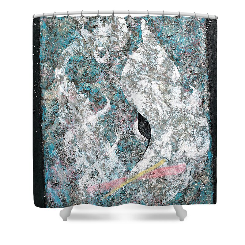 Abstract Painting Shower Curtain featuring the painting Cosmic Keyhole by Asha Carolyn Young