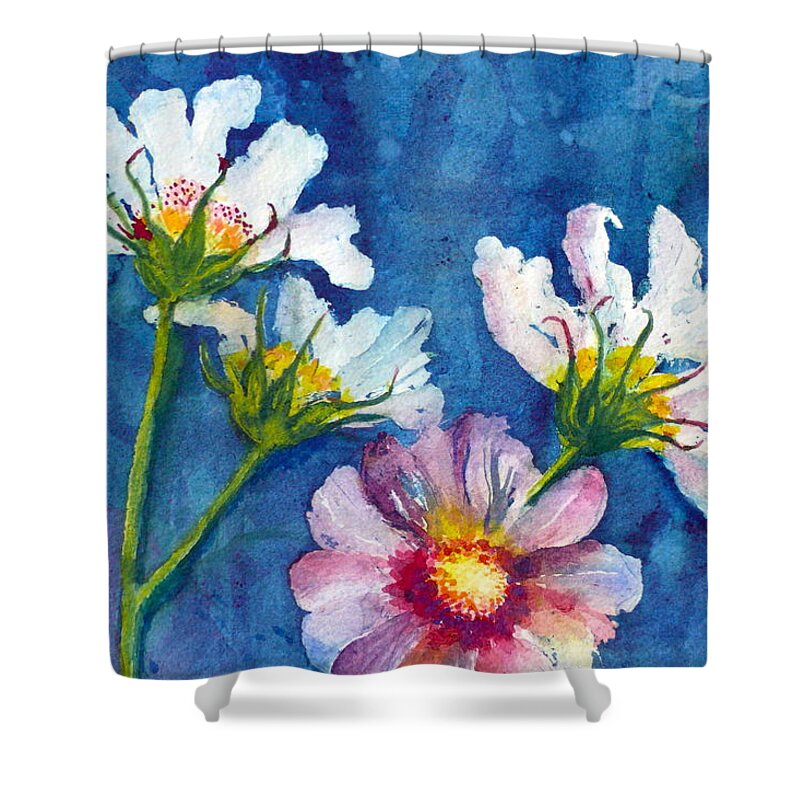 Cosmos Shower Curtain featuring the painting Cosmos detail I by Anna Ruzsan