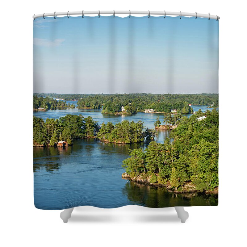 Photography Shower Curtain featuring the photograph Cottages In Thousand Islands Region by Panoramic Images