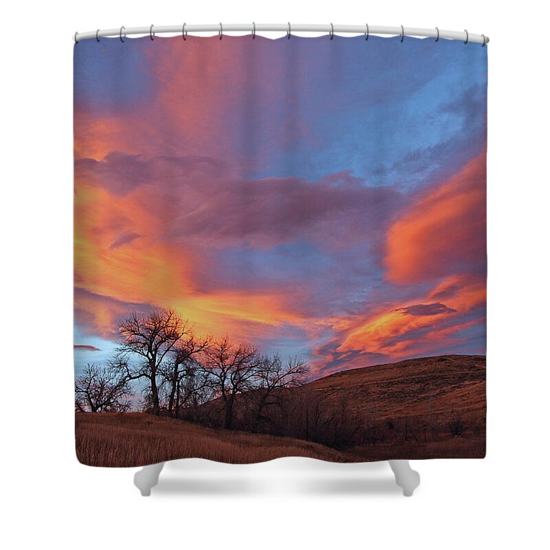 Cottonwood Tree Print Shower Curtain featuring the photograph Cottonwood Sunset by Jim Garrison