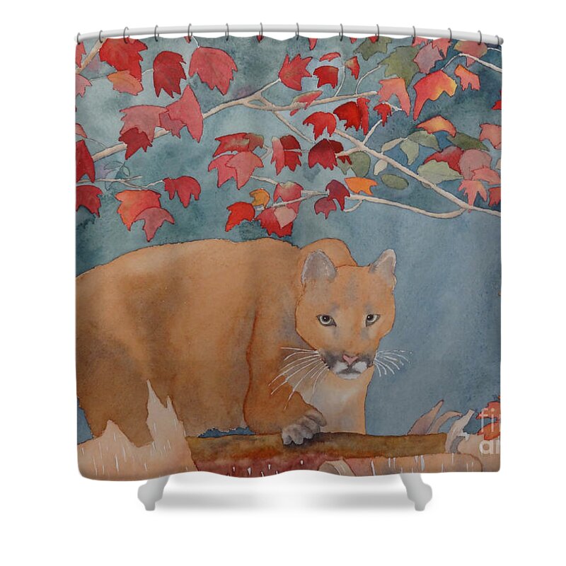 Cougar Shower Curtain featuring the painting Cougar by Laurel Best