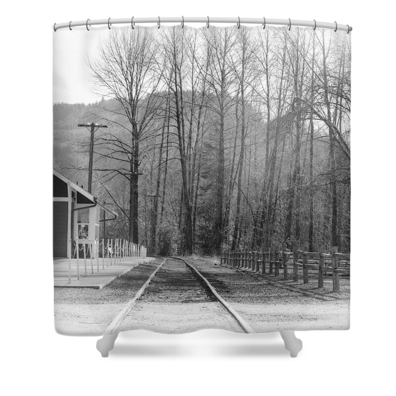 Country Train Depot Shower Curtain featuring the photograph Country Train Depot by Tikvah's Hope