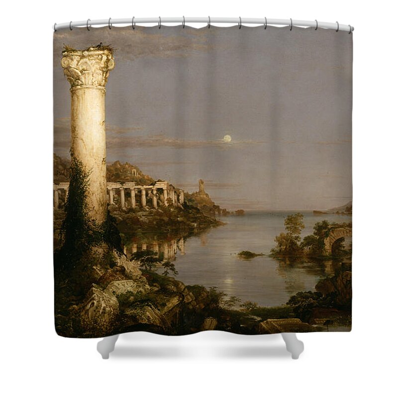 Thomas Cole Shower Curtain featuring the painting Course of Empire Desolation by Thomas Cole