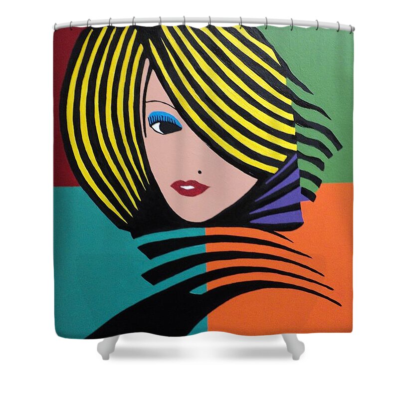 Cover Girl Shower Curtain featuring the painting Cover Girl by Angelo Thomas