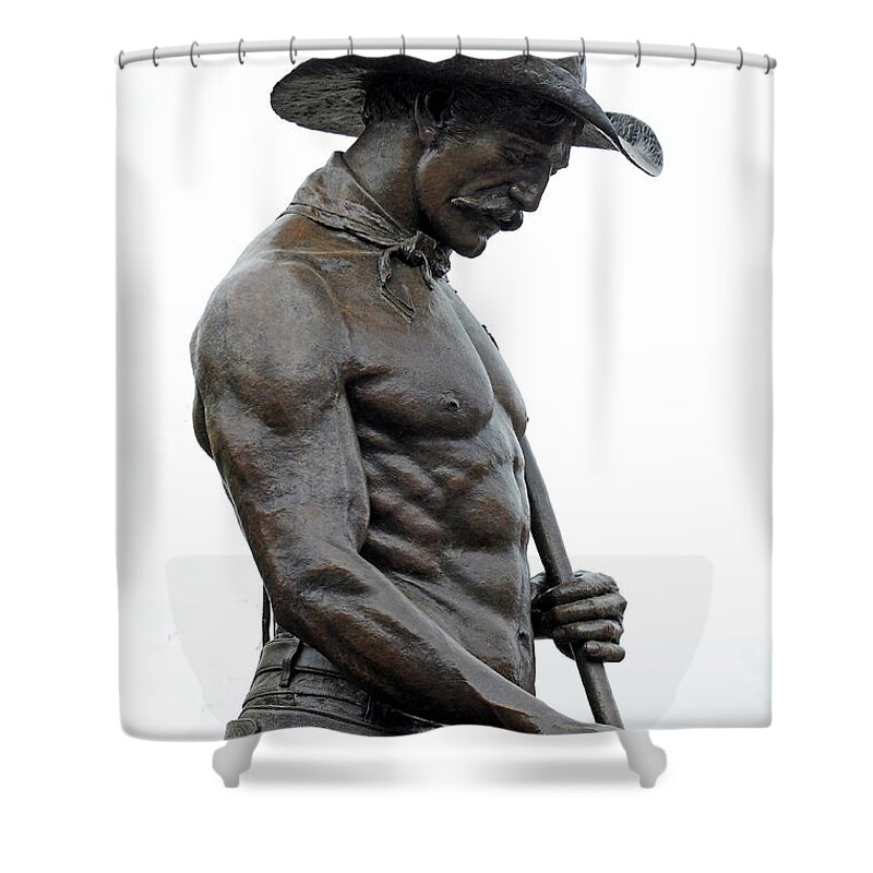 Art Shower Curtain featuring the photograph Cowboy Bronze, Joseph, Oregon by Theodore Clutter