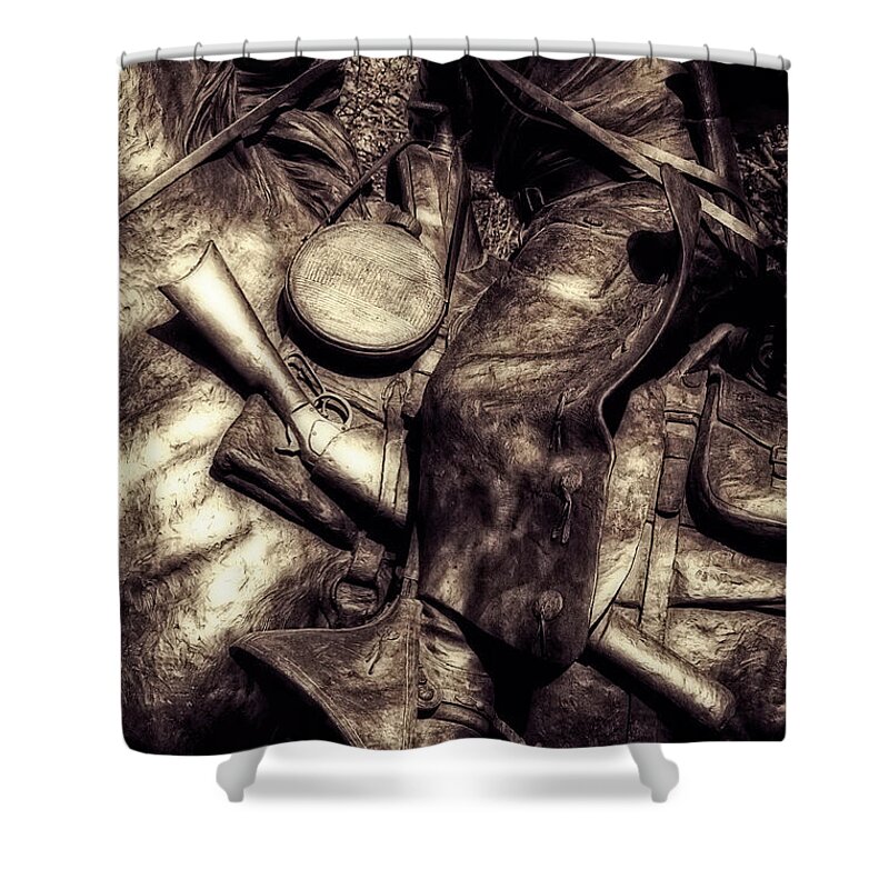 Cowboy In Bronze Shower Curtain featuring the photograph Cowboy in Bronze by Imagery by Charly