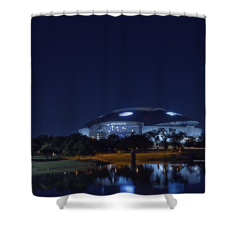 Dallas Cowboys Shower Curtain featuring the photograph Cowboys Stadium Game Night 1 by Jonathan Davison