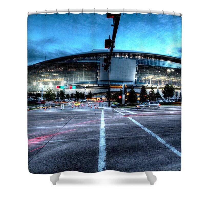 Dallas Cowboys Shower Curtain featuring the photograph Cowboys Stadium pregame by Jonathan Davison
