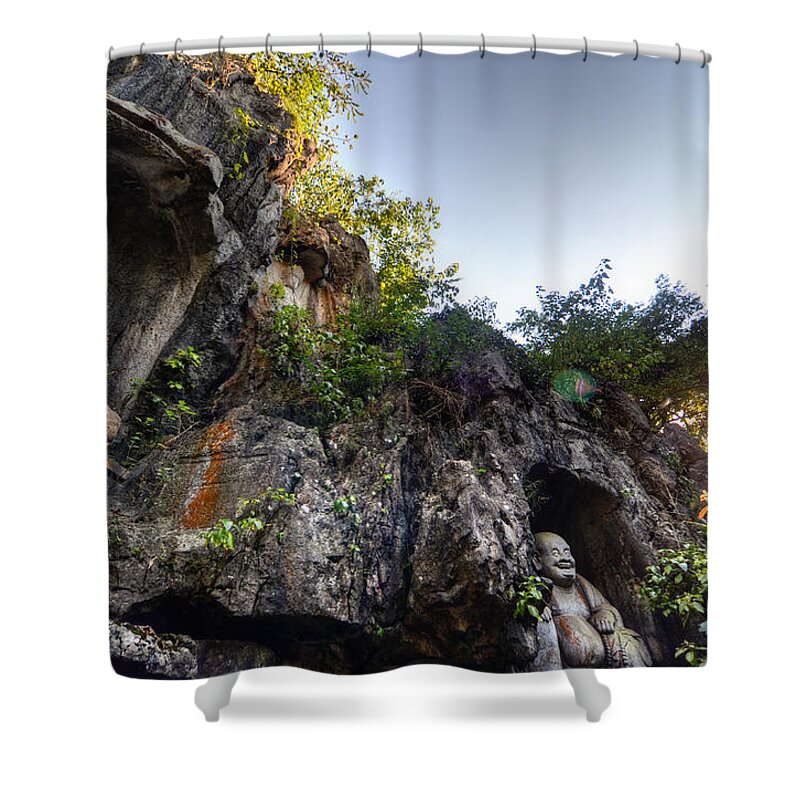 Chinese Culture Shower Curtain featuring the photograph Cozy Caves by Andy Brandl