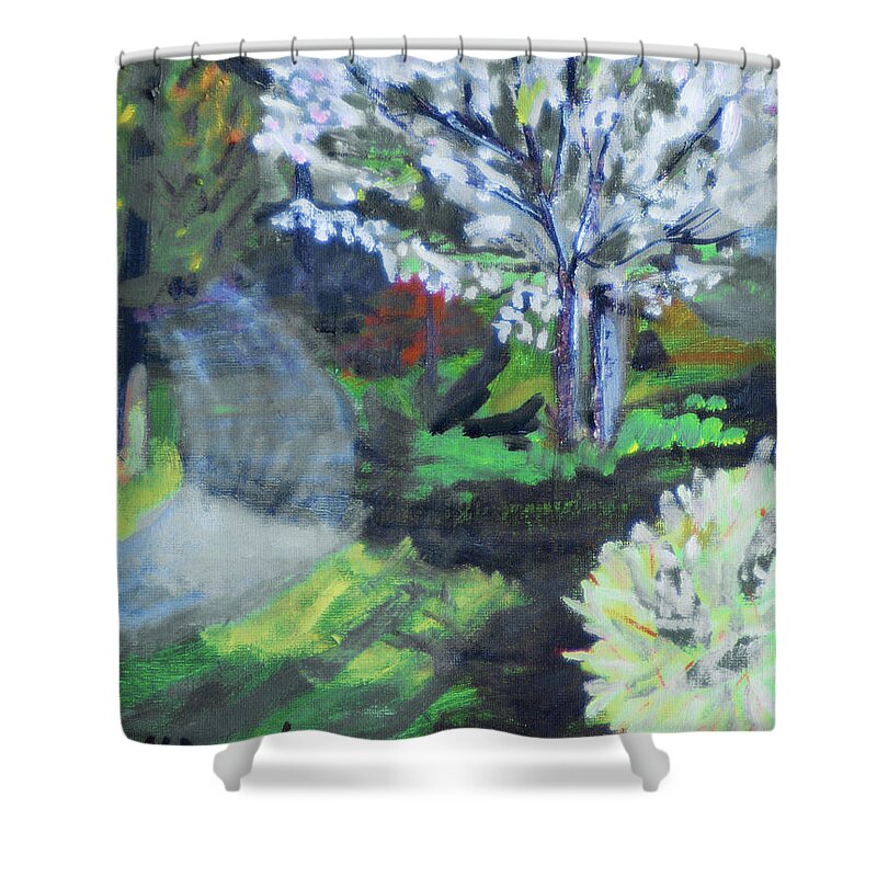 Tree Shower Curtain featuring the painting Crab Apple Tree by Michael Daniels