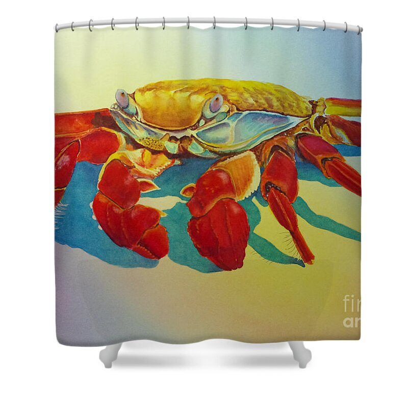 Colorful Crab Shower Curtain featuring the painting Colorful Crab by Greg and Linda Halom