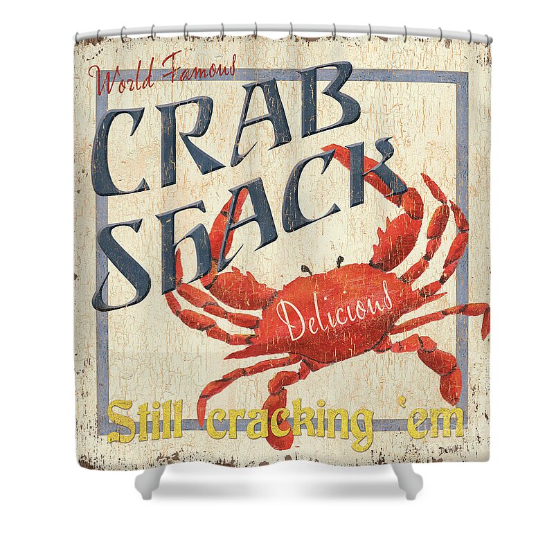 Crab Shower Curtain featuring the painting Crab Shack by Debbie DeWitt