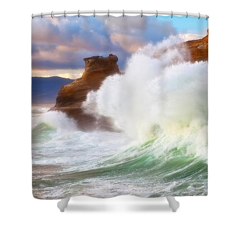 Ocean Shower Curtain featuring the photograph Crashing Kiwanda by Darren White