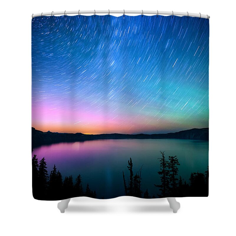 Aurora Shower Curtain featuring the photograph Crater Lake Aurora by Andrew Kumler