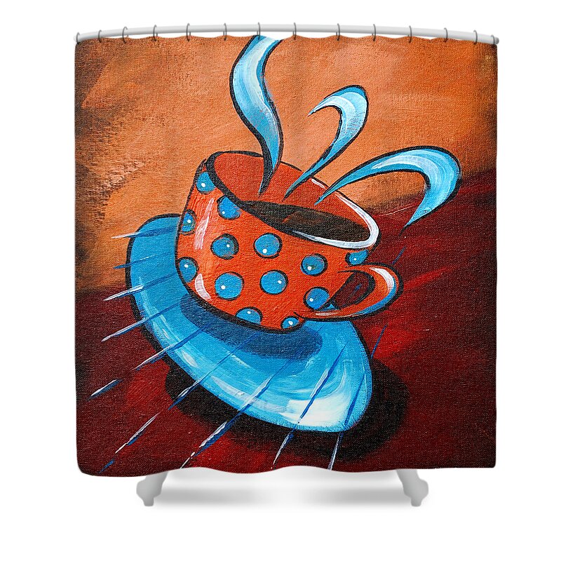 Coffee Shower Curtain featuring the painting Crazy Coffee by Glenn Pollard