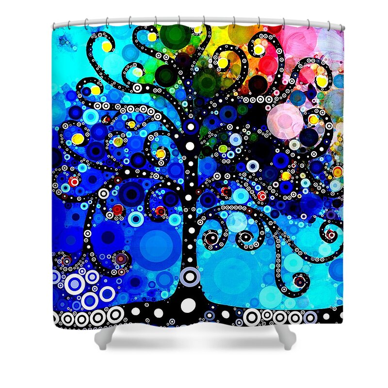 Digital Shower Curtain featuring the digital art Crazy Tree by Linda Bailey