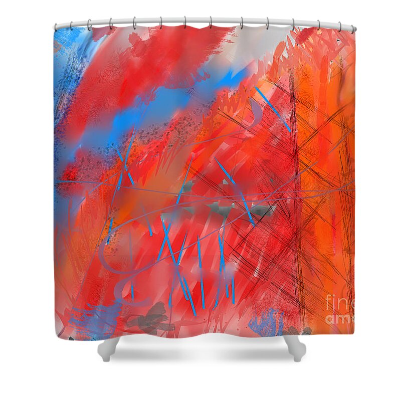Abstract Shower Curtain featuring the digital art Crazy Vibrance by Kristen Fox