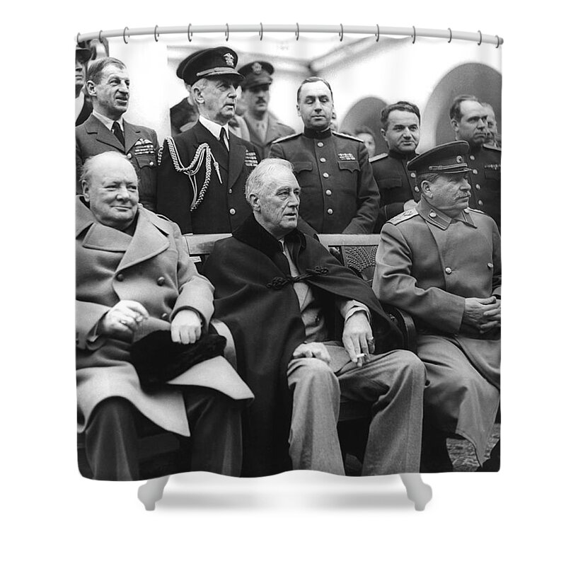 1945 Shower Curtain featuring the photograph Crimean Conference In Yalta by Underwood Archives
