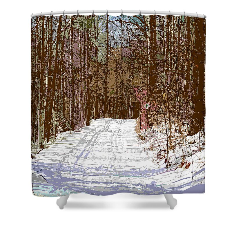 Winter Shower Curtain featuring the photograph Cross Country Trail by Nina Silver