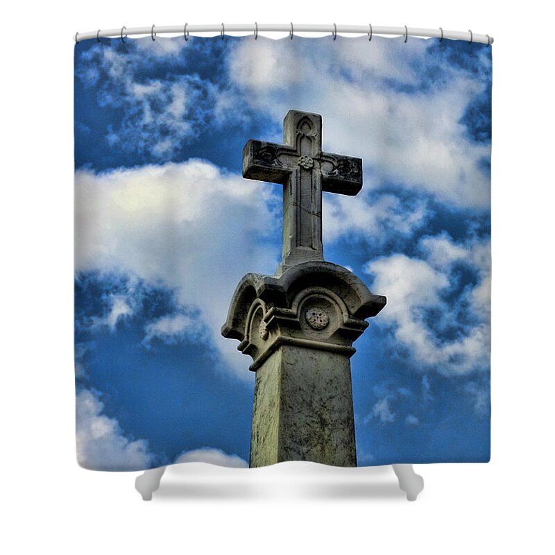Cross Shower Curtain featuring the photograph Cross Face 3 by Lesa Fine