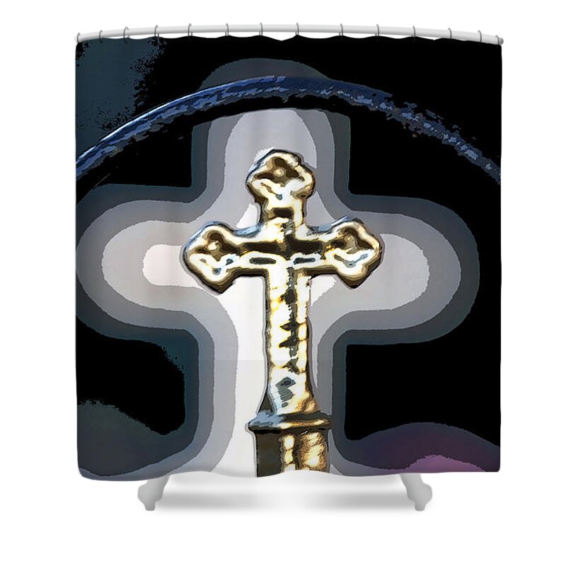 Cross Photo Shower Curtain featuring the photograph Cross on Lacombe Louisiana Cemetery by Luana K Perez
