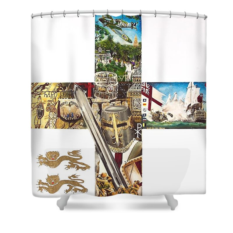 Cross Of St. George Shower Curtain featuring the painting Cross of St George by John Palliser
