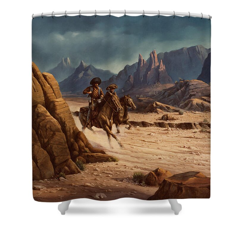 Michael Humphries Shower Curtain featuring the painting Crossing The Border by Michael Humphries