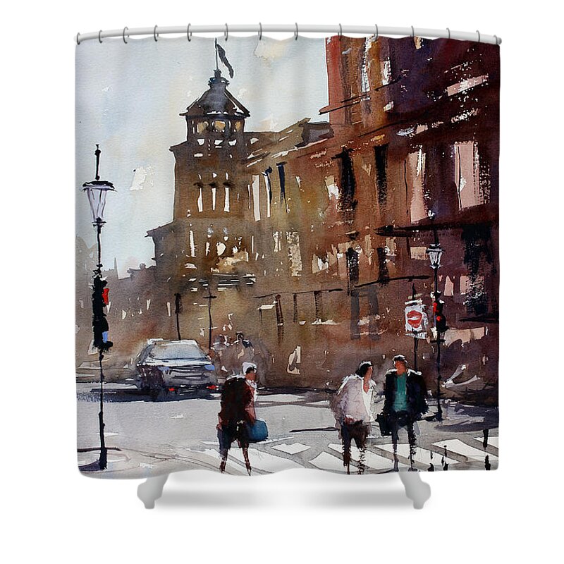 Ryan Radke Shower Curtain featuring the painting Crosswalk by Ryan Radke