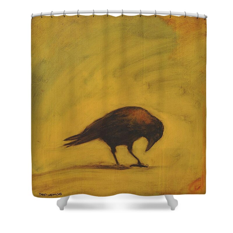 Crow Shower Curtain featuring the painting Crow 11 by David Ladmore