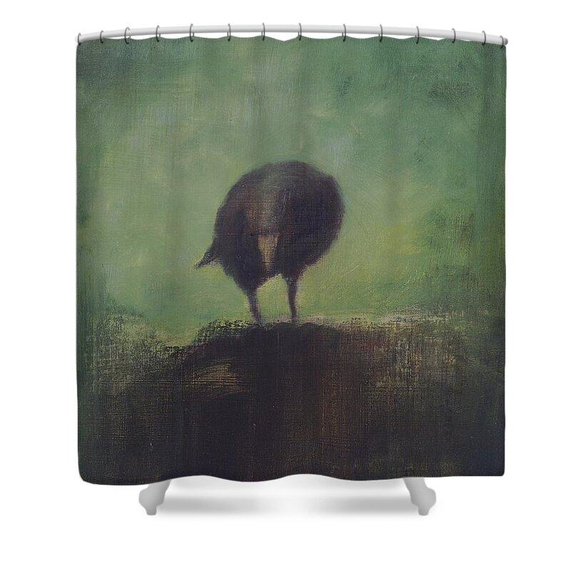 Crow Shower Curtain featuring the painting Crow 12 by David Ladmore