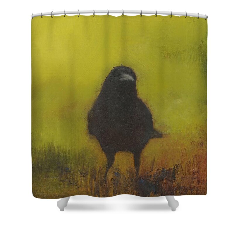 Crow Shower Curtain featuring the painting Crow 13 by David Ladmore