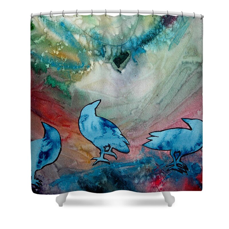 Crow Shower Curtain featuring the painting Crow Series 3 by Helen Klebesadel