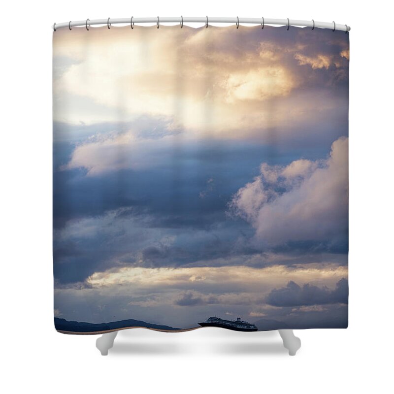 Scenics Shower Curtain featuring the photograph Cruiseship Amsterdam Holland America by Holger Leue