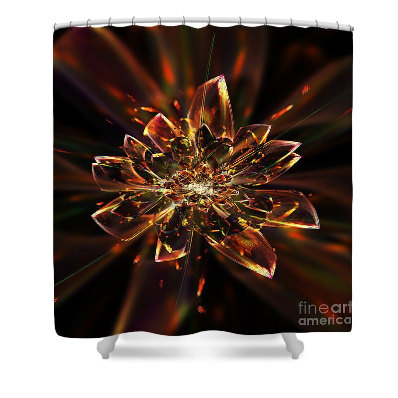 Fractal Shower Curtain featuring the digital art Crystal Flower by Klara Acel