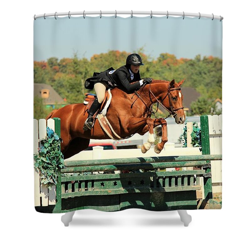 Horse Shower Curtain featuring the photograph Csjt-hunter2 by Janice Byer