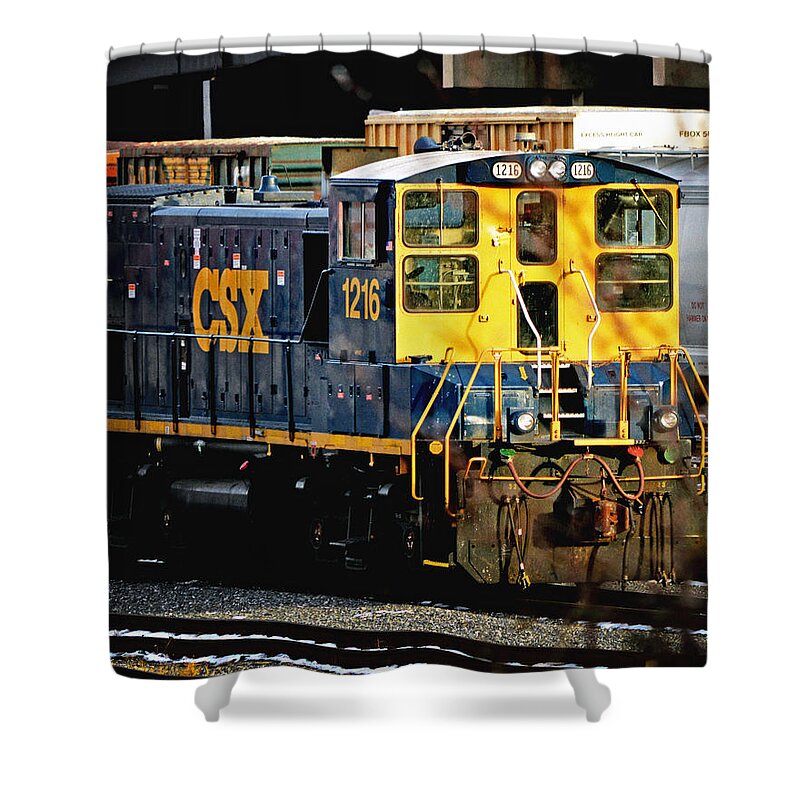 Csx 1216 Shower Curtain featuring the photograph CSX 1216 Switch Engine EMD MP15T by Bill Swartwout