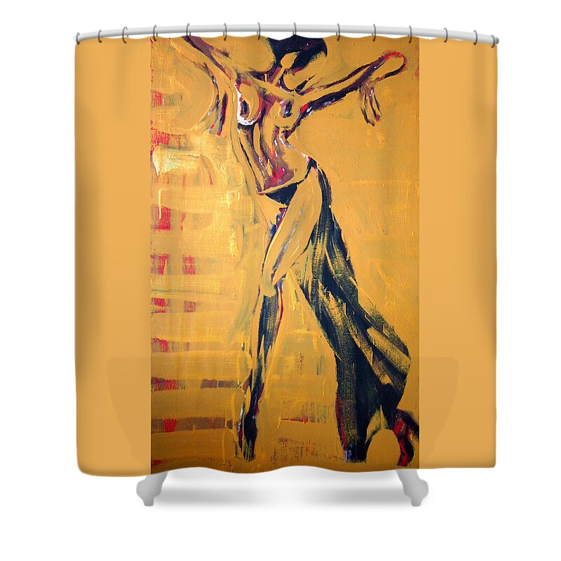 Art Shower Curtain featuring the painting Cuba Rhythm by Jarmo Korhonen aka Jarko