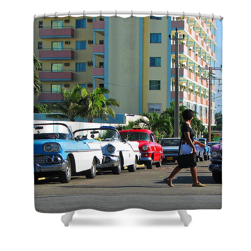 Cuba Shower Curtain featuring the photograph Cubano Taxi by Anita Braconnier