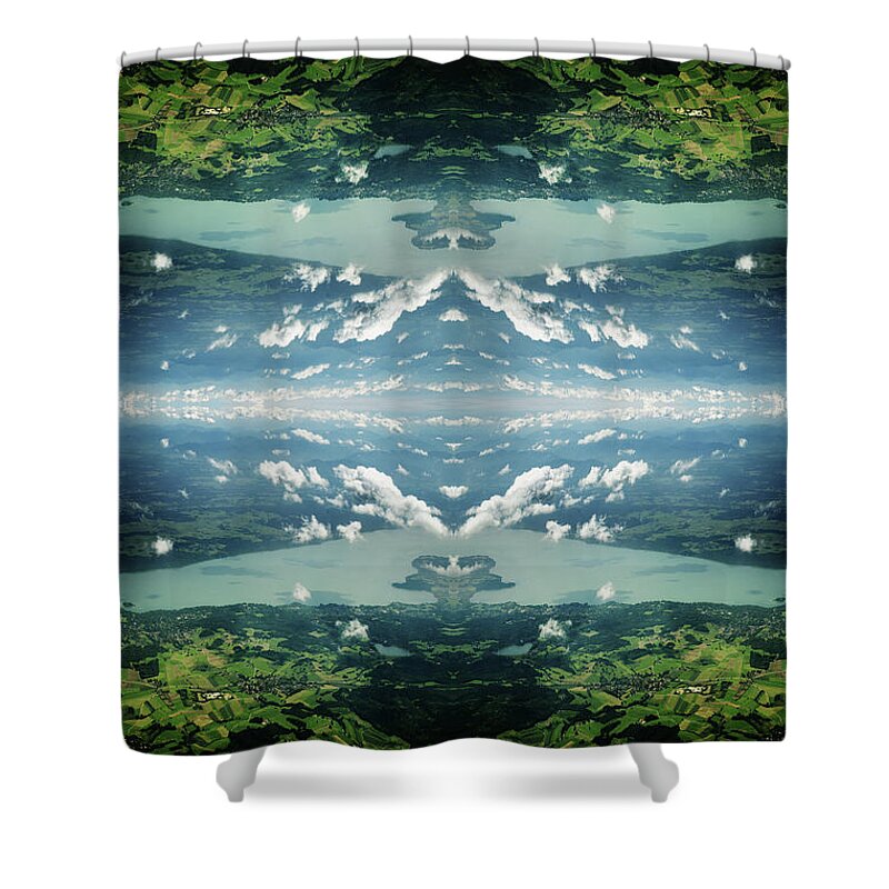 Scenics Shower Curtain featuring the photograph Cumulus Clouds Above Surreal Landscape by Silvia Otte
