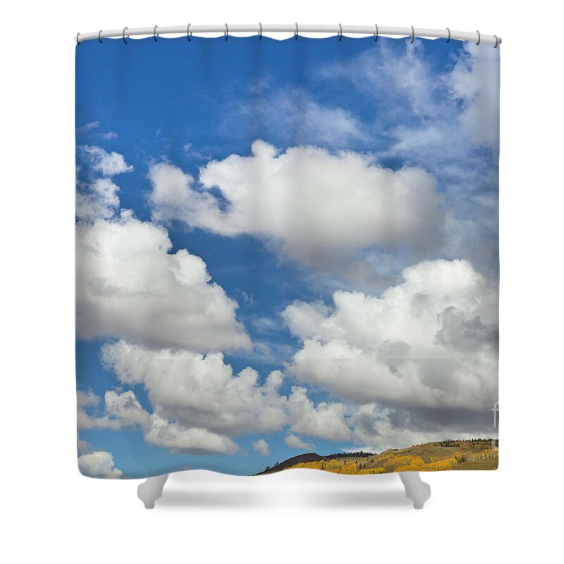 00559138 Shower Curtain featuring the photograph Cumulus Clouds And Aspens by Yva Momatiuk John Eastcott