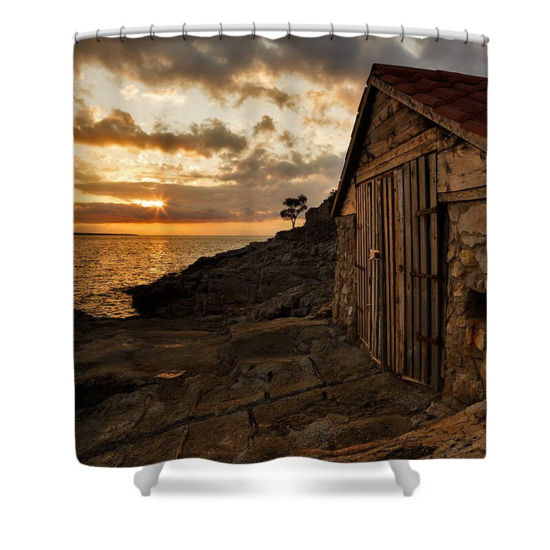 Losinj Shower Curtain featuring the photograph Zaosiri Beach at sunrise by Ian Middleton