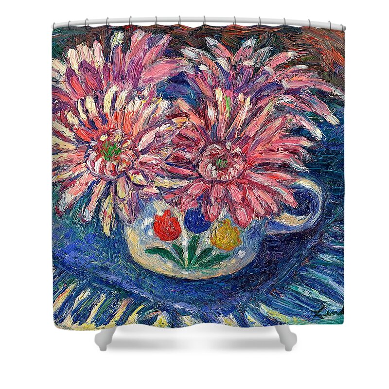 Kendall Kessler Shower Curtain featuring the painting Cup of Flowers by Kendall Kessler