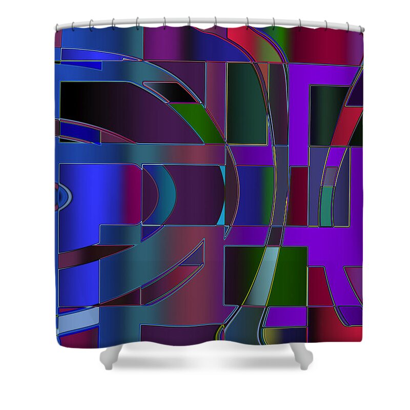 Geometric Shower Curtain featuring the digital art Curves and Trapezoids 2 by Judi Suni Hall