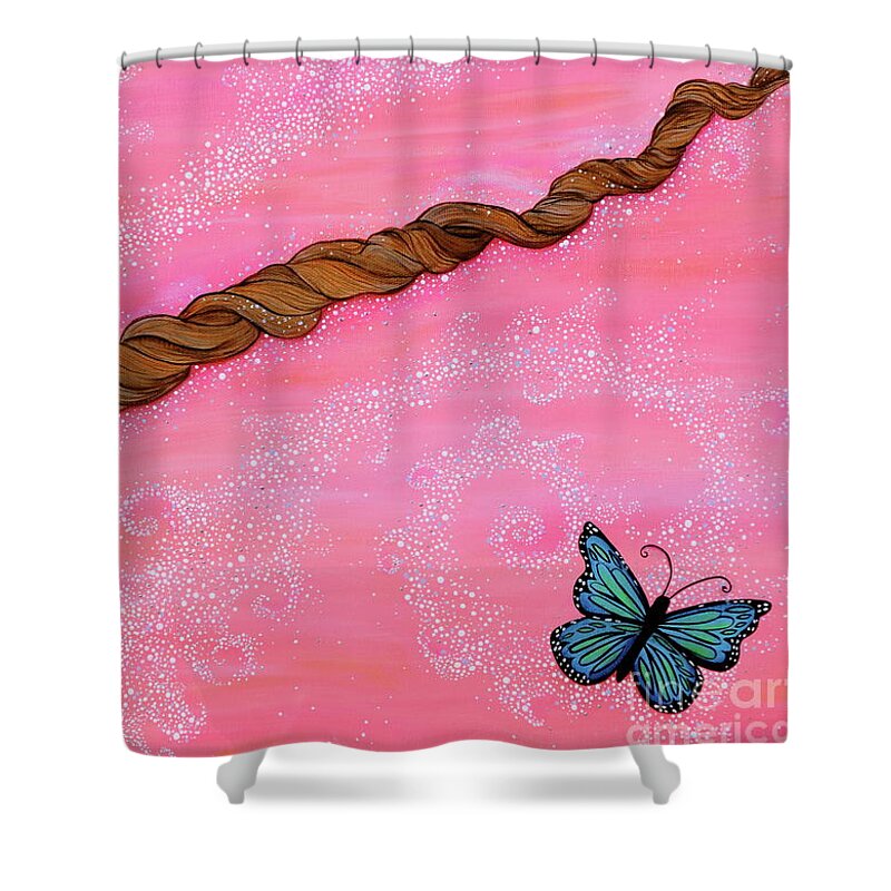 Cypress Paintings Shower Curtain featuring the painting Cypress Wand by Deborha Kerr