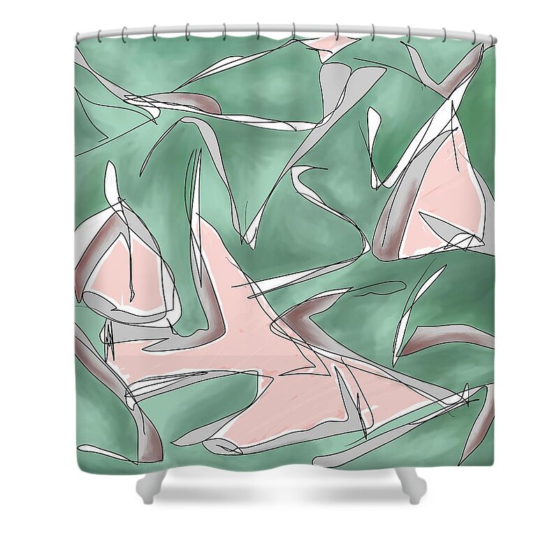 Abstract Shower Curtain featuring the digital art Daddy's Little Gull by Laureen Murtha Menzl