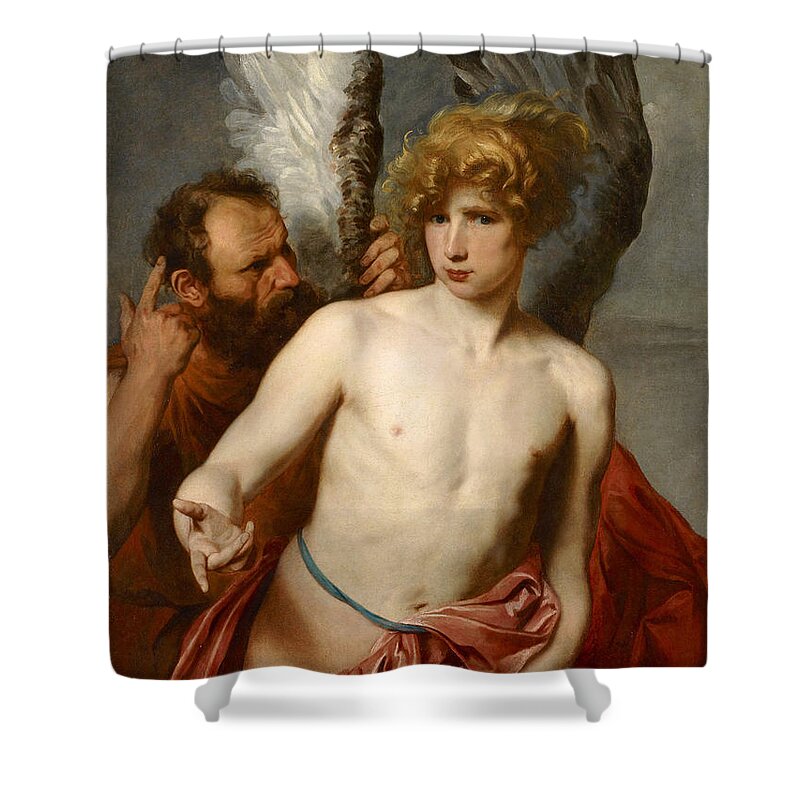 Anthony Van Dyck Shower Curtain featuring the painting Daedalus and Icarus by Anthony van Dyck